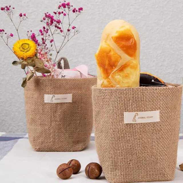 Alt view image 6 of 7 - 4 Pack Wall Hanging Storage Bags Hanging Storage Bags Cotton Linen Storage Basket Foldable Wall Hanging Basket Family Organizer Box Decorative Bag (Color as Shown)3.93 * 3.93 * 5.31
