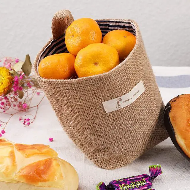 Alt view image 7 of 7 - 4 Pack Wall Hanging Storage Bags Hanging Storage Bags Cotton Linen Storage Basket Foldable Wall Hanging Basket Family Organizer Box Decorative Bag (Color as Shown)3.93 * 3.93 * 5.31