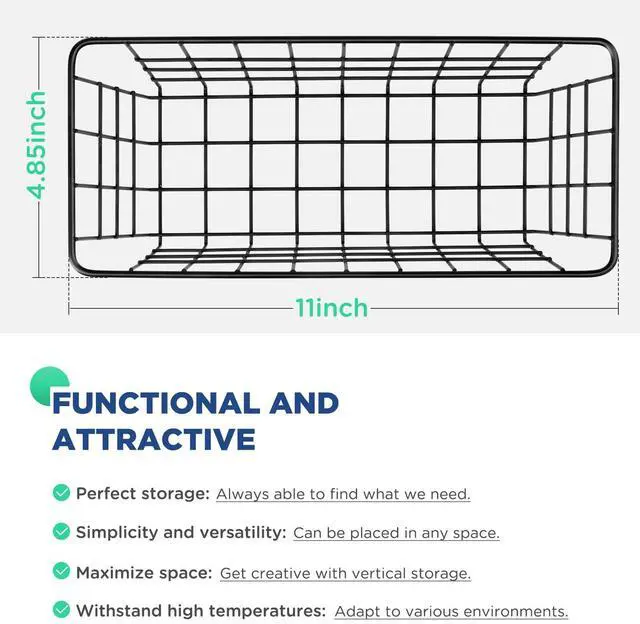 Alt view image 2 of 6 - 2 Pack Hanging Wall Basket Wire Storage Baskets, Adhesive Basket for Cabinet Door Organizer No Drilling, Hanging Fruit Baskets for Kitchen, Pantry Organization, Bathroom, Black