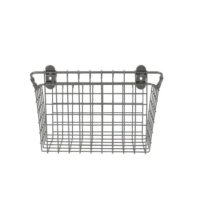 Alt view image 4 of 6 - Large Wall Mounted Wire Basket Industrial Gray Kitchen Wall Mount Organizer Storage Basket, Wire Basket for Kitchen Bathroom Pantry Organization, Wall Hanging Wire Caddy for Modern Homes