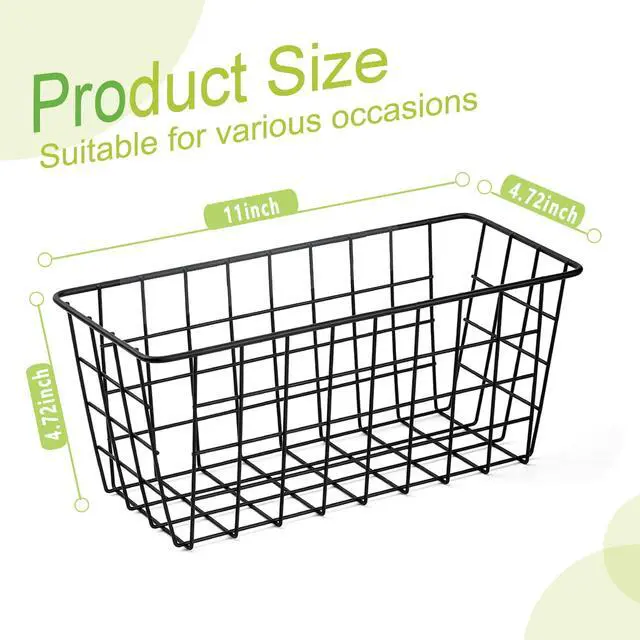 Alt view image 2 of 6 - 2 Pack Hanging Kitchen Baskets, Adhesive Wire Wall Storage Basket, No Drilling Hanging Fruit Baskets, Cabinet Door Organizer for Kitchen Bathroom Pantry, Upgrade Super-sized Adhesive