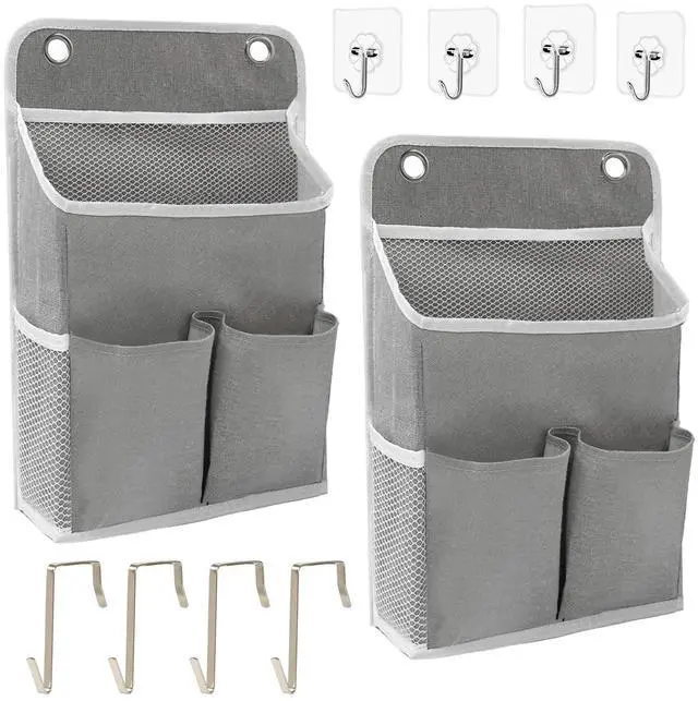 Main image of 2-Pack Hanging Storage Organizer, Over The Door Hanging Bags/Wall Baskets Storage with Pockets for Home, RV, Office and More (2, Grey)