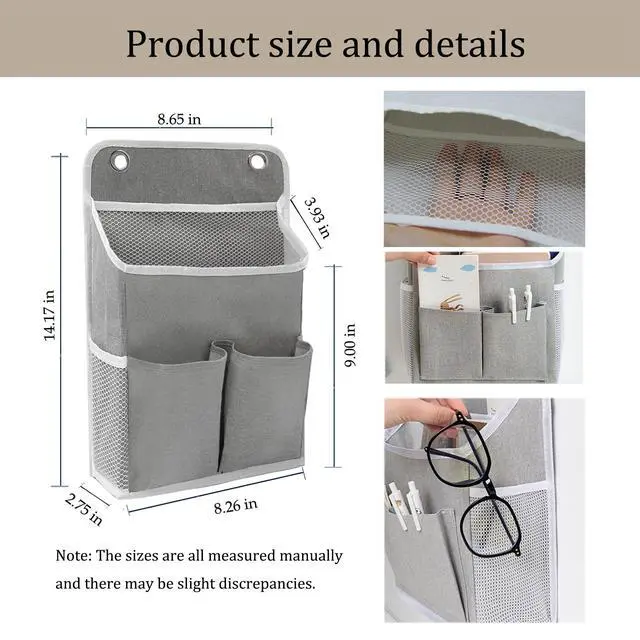 Alt view image 2 of 6 - 2-Pack Hanging Storage Organizer, Over The Door Hanging Bags/Wall Baskets Storage with Pockets for Home, RV, Office and More (2, Grey)