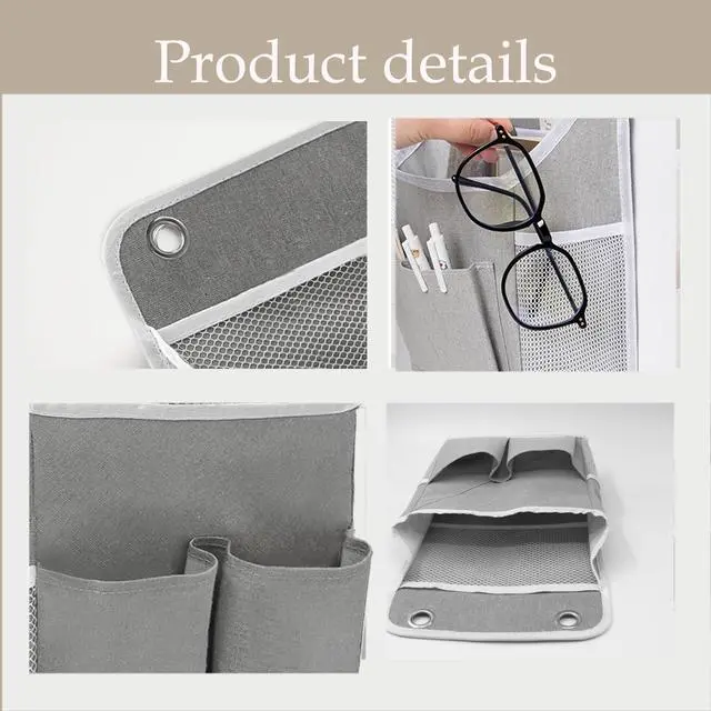 Alt view image 3 of 6 - 2-Pack Hanging Storage Organizer, Over The Door Hanging Bags/Wall Baskets Storage with Pockets for Home, RV, Office and More (2, Grey)