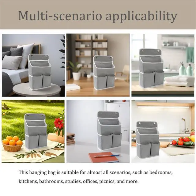 Alt view image 6 of 6 - 2-Pack Hanging Storage Organizer, Over The Door Hanging Bags/Wall Baskets Storage with Pockets for Home, RV, Office and More (2, Grey)