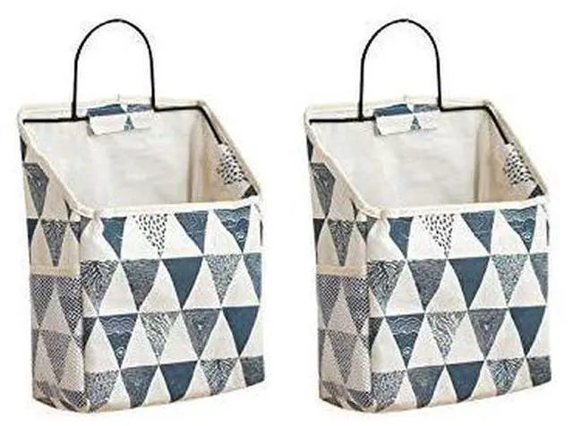 Main image of 2Pcs Wall-Hanging Storage Bags,Desktop Organizer Basket Cotton Linen Hanging Storage Basket for Kitchen,Bderoom,Living Room-Triangle