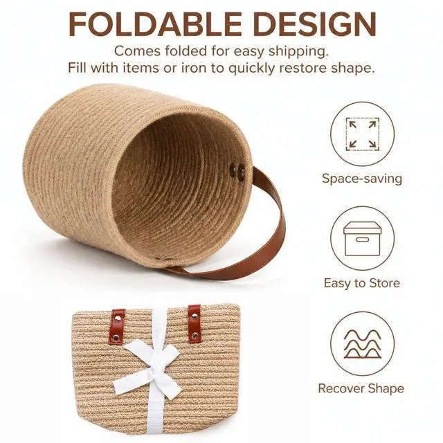 Alt view image 5 of 7 - Set of 2 Jute Hanging Basket 7.8" x 6.7", Small Wall Hanging Planter Baskets, Natural Jute Woven Storage Basket for Flower Plants Towels Sunglasses Wallet Keys, Boho Decor