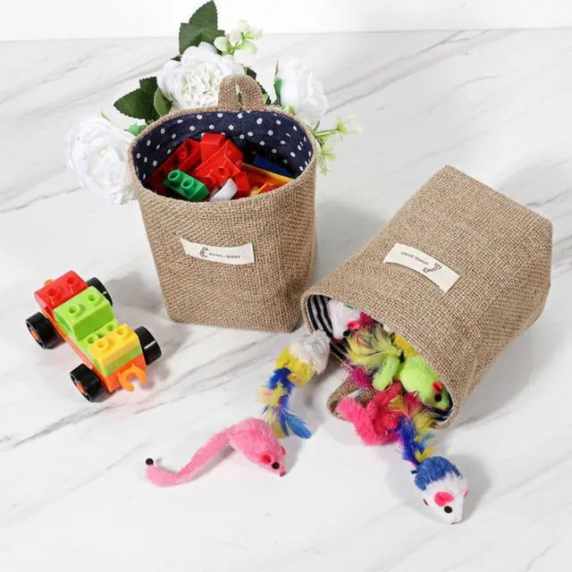 Alt view image 2 of 7 - 2 Pack Hanging Basket for Door Jute Hanging Wall Storage Baskets, Small Linen Wall Organizer for Keys, Wallets, Plants, Boho Decor with Hooks