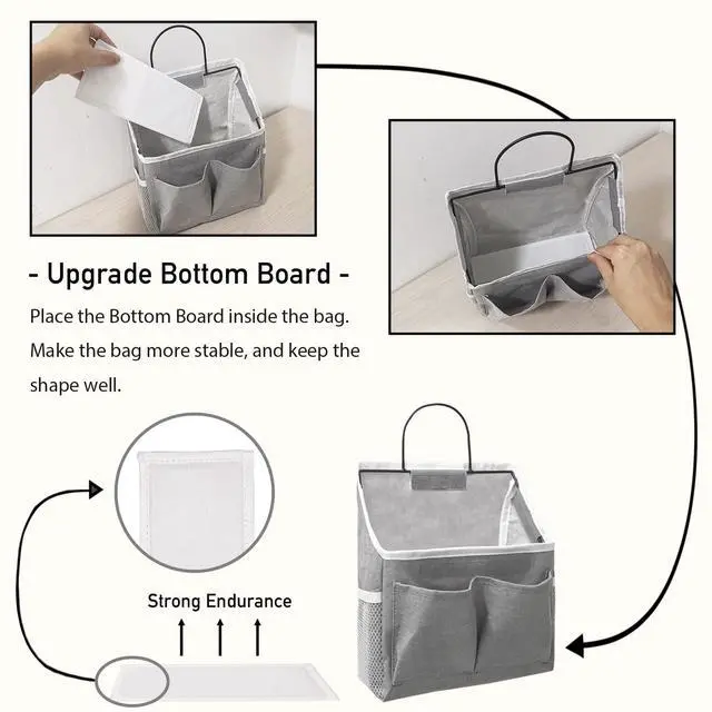 Alt view image 3 of 6 - 2pcs Wall Hanging Baskets for Organizing, Hanging Storage Bag as Over the Door Organizer, Wall File Organizer, Rv Storage and Organization. For Bedroom, Office, Camper (Black-Upgraded)
