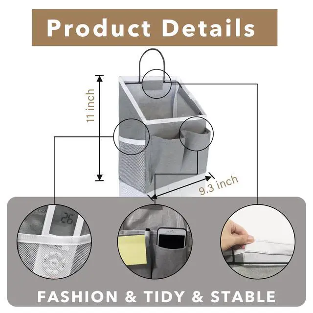 Alt view image 2 of 6 - 2pcs Wall Hanging Baskets for Organizing, Hanging Storage Bag as Over the Door Organizer, Wall File Organizer, Rv Storage and Organization. For Bedroom, Office, Camper (Black-Upgraded)