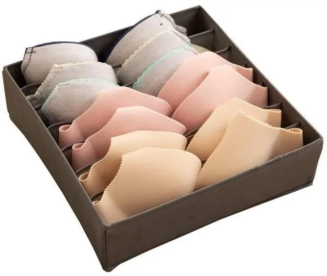 Main image of Collapsible Bra(A-C Cup) Drawer Organizer,Durable Cloth Storage Box Bins Dividers for Panties,Underwear,Socks,Lingerie(Gray-7 Cells)