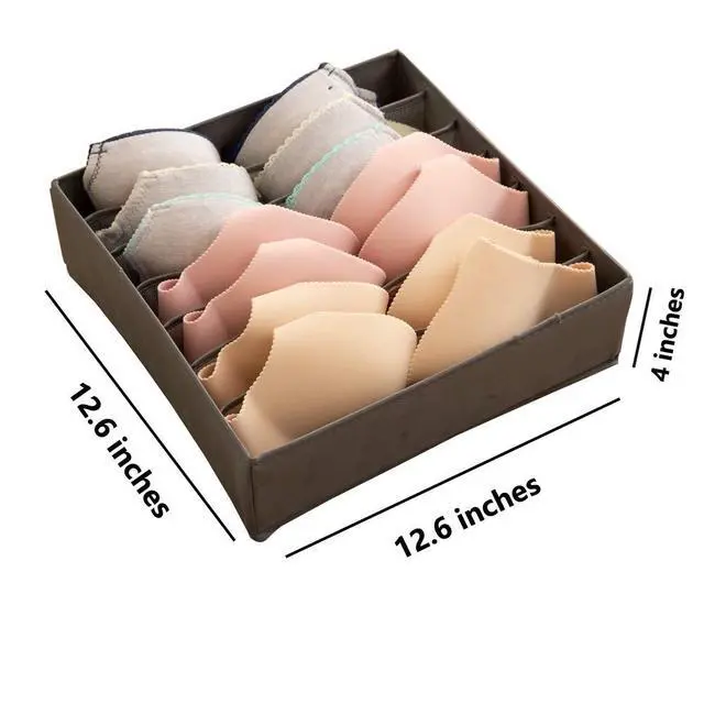 Alt view image 2 of 7 - Collapsible Bra(A-C Cup) Drawer Organizer,Durable Cloth Storage Box Bins Dividers for Panties,Underwear,Socks,Lingerie(Gray-7 Cells)