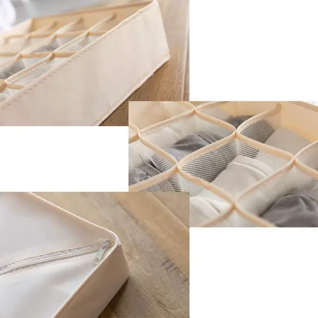 Alt view image 3 of 7 - Collapsible Bra(A-C Cup) Drawer Organizer,Durable Cloth Storage Box Bins Dividers for Panties,Underwear,Socks,Lingerie(Gray-7 Cells)