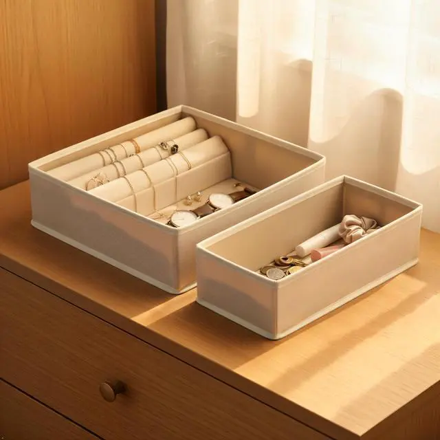 Alt view image 7 of 7 - Underwear Drawer Organizer, 2 Pack, Khaki