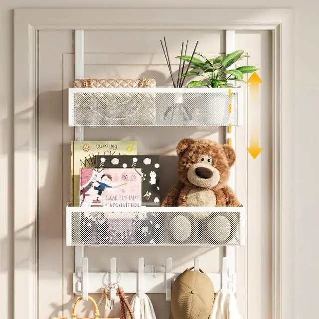 Main image of Over the Door Hooks Organizer,Door Hanger Fits Doors 1 3/4" White