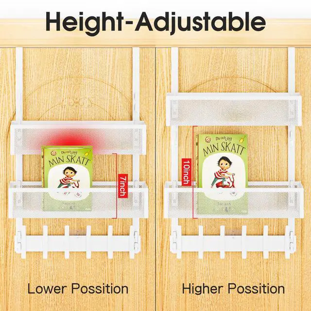 Alt view image 4 of 7 - Over the Door Hooks Organizer,Door Hanger Fits Doors 1 3/4" White