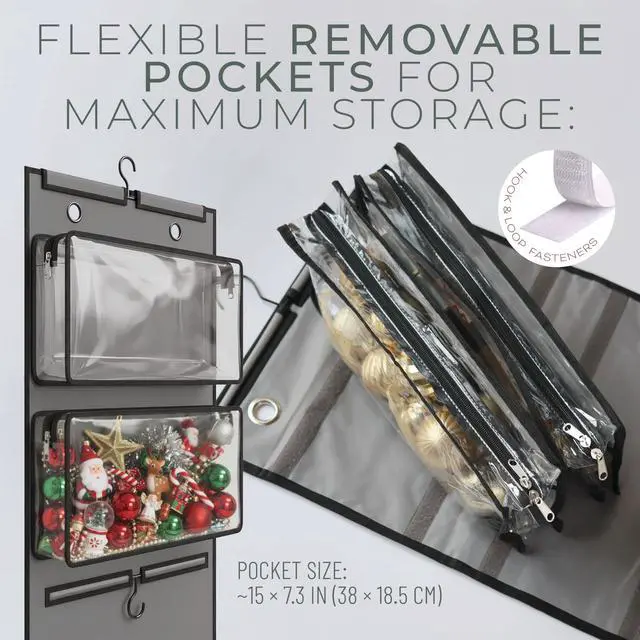 Alt view image 3 of 7 - Hanging Wrapping Paper Organizer 63", Over-the-Door Gift Bag & Wrap Storage