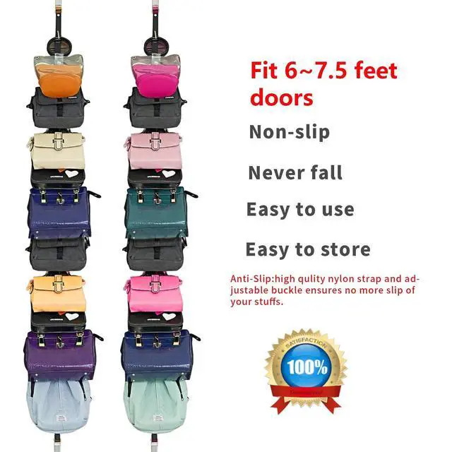 Alt view image 2 of 6 - Bag-Organizer Rack-Purse Handbag-Hanger Holder-Storage Over The Door Closet(Rack for Handbags/2 pcs Hold 20 Bags)