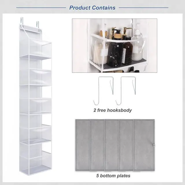Alt view image 4 of 7 - 5-Shelf Over The Door Hanging Pantry Organizer, Room Organizer with Clear Plastic Pockets, 25lb Ultra Sturdy & Large Capacity for Closet, Bedroom, Nursery, Bathroom and Sundries