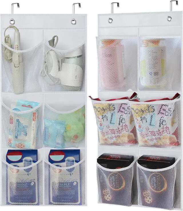 Main image of 2 Packs Narrow Over the Door/Wall Shoe Organizer Cruise, Small Hanging Shoe Rack for Closet with Clear Mesh Pocket for Bathroom, RV, Pantry, Camping (White)