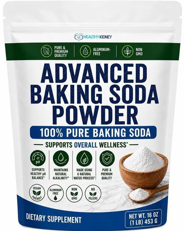 Main image of Advanced Baking Soda Powder: Organic Use Aluminum Free Baking Soda w/Superfoods to Support Kidneys, Stomach Acid, Alkalinity, Immune, Antacid, Health & Wellness, Organic Use