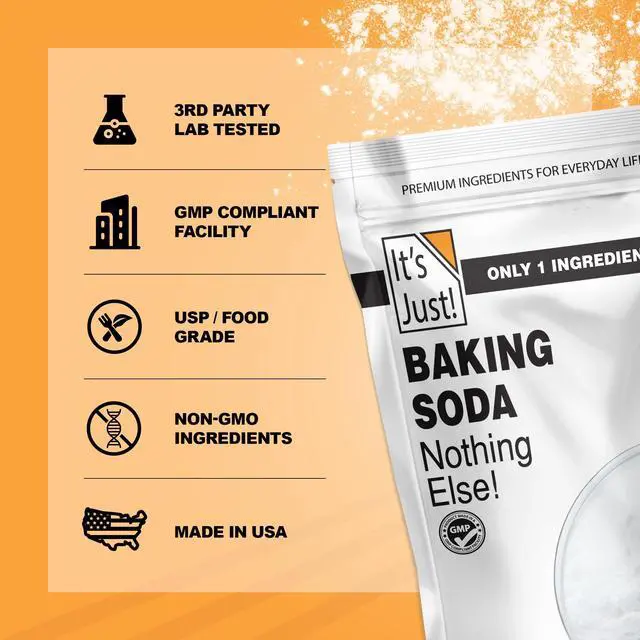 Alt view image 6 of 7 - Baking Soda, 100% Pure Sodium Bicarbonate, Food Grade, Non-GMO, Made in USA, Cooking, Baking (3.5 Pound)