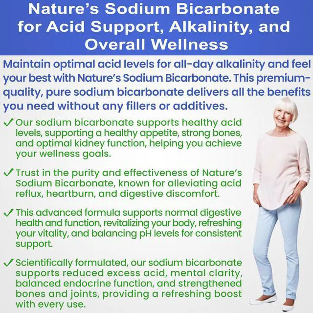 Alt view image 4 of 7 - Natures Sodium Bicarbonate Organic Use Aluminum Free Baking Soda. No Chemical Pure Baking Soda Powder For Health & Wellness. Sodium Bicarbonate 1lb