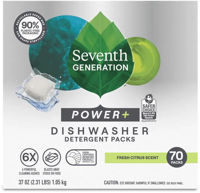 Main image of Power+ Dishwasher Detergent Packs Fresh Citrus scent 1 for sparkling dishes Dishwasher tabs 70 count