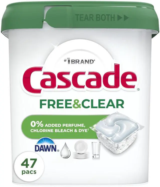 Main image of Free & Clear Dishwasher Pods, Dishwasher Detergent, Dish Detergent Soap, Unscented, 47ct
