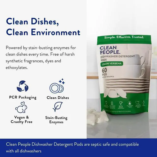 Alt view image 5 of 7 - Dishwasher Pods - Cuts Grease & Rinses Sparkling Clean - Residue-Free - Phosphate Free Dishwashing Pods (60 Count, Fragrance Free)