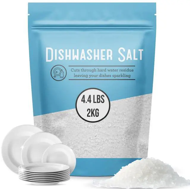 Main image of Dishwasher Salt for Hard Water - 4.4 lb (2 kg) Coarse Grain Water Softener Salt - Pure Additive-Free & Spotless Finish - compatible with Bosch, Miele, Whirlpool & Thermador Models