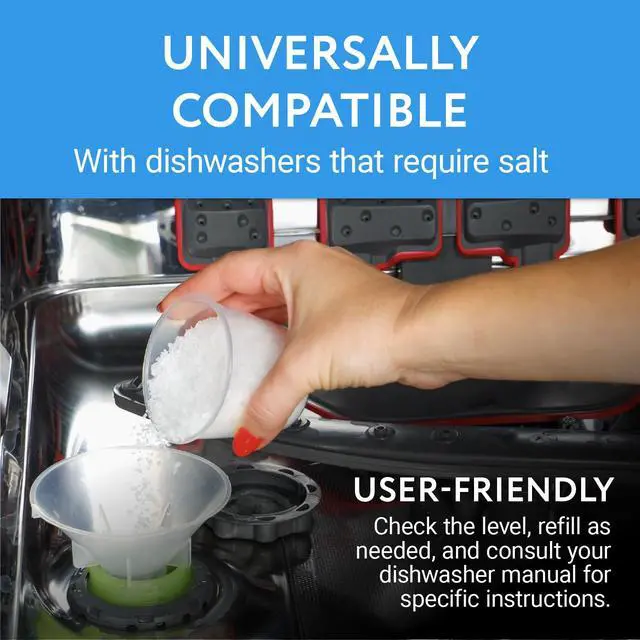 Alt view image 4 of 6 - Dishwasher Salt for Hard Water - 4.4 lb (2 kg) Coarse Grain Water Softener Salt - Pure Additive-Free & Spotless Finish - compatible with Bosch, Miele, Whirlpool & Thermador Models