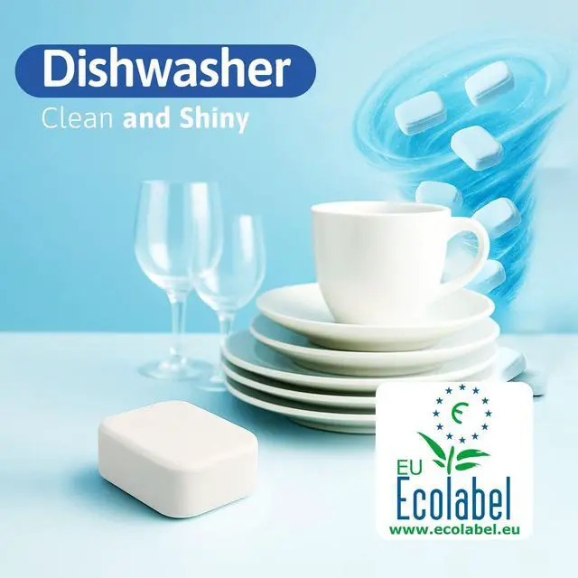 Alt view image 2 of 5 - Dishwasher Tablets 30 Count Water Soluble & Biodegradable Tablets for Dishwashers detergent 6-in-1 Formula Deep Cleaning, Glass Protection, Salt Function Plastic-Free | Made in Spain