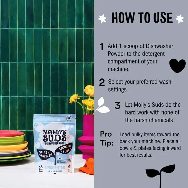 Alt view image 4 of 5 - Dishwasher Powder | Clean Dishwasher Detergent, Cuts Grease & Rinses Clean (Residue-Free) for Sparkling Dishes | 60 Loads (Unscented)