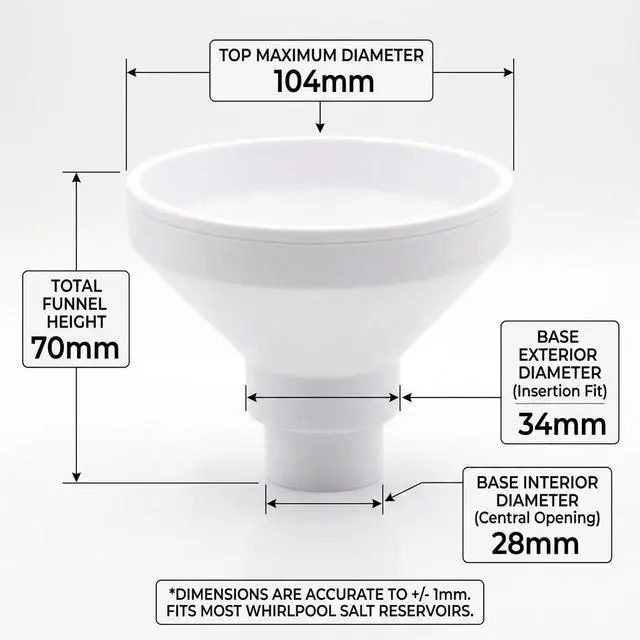 Alt view image 3 of 6 - Dishwasher Salt Funnel for Whirlpool, Heavy-Duty Replacement Funnel for Dishwasher Salt and Rinse Aid, Precision Fit Anti-Spill Design, Compatible with Most Whirlpool Models - Professional Grade