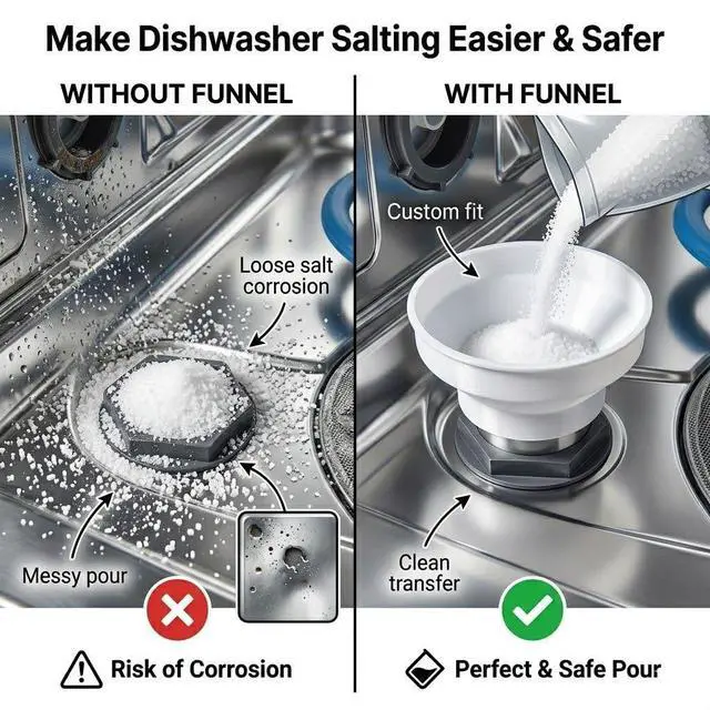Alt view image 4 of 6 - Dishwasher Salt Funnel for Whirlpool, Heavy-Duty Replacement Funnel for Dishwasher Salt and Rinse Aid, Precision Fit Anti-Spill Design, Compatible with Most Whirlpool Models - Professional Grade