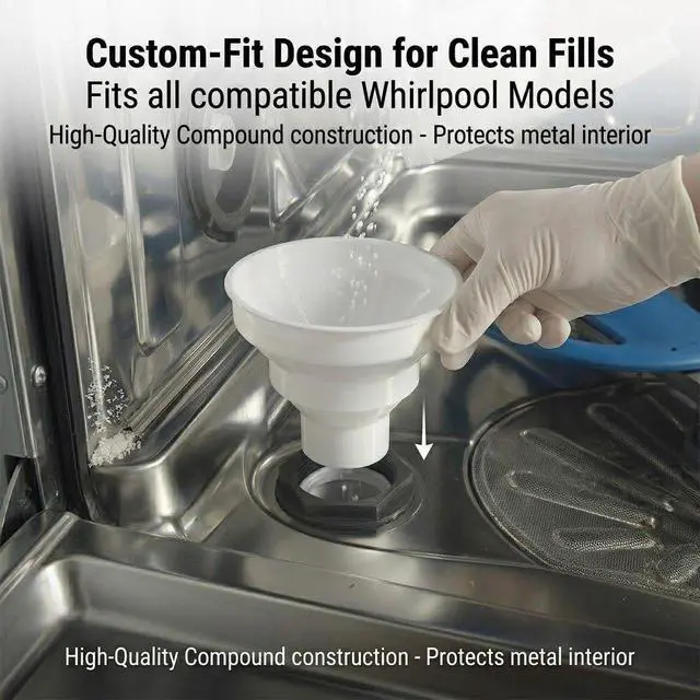 Alt view image 6 of 6 - Dishwasher Salt Funnel for Whirlpool, Heavy-Duty Replacement Funnel for Dishwasher Salt and Rinse Aid, Precision Fit Anti-Spill Design, Compatible with Most Whirlpool Models - Professional Grade