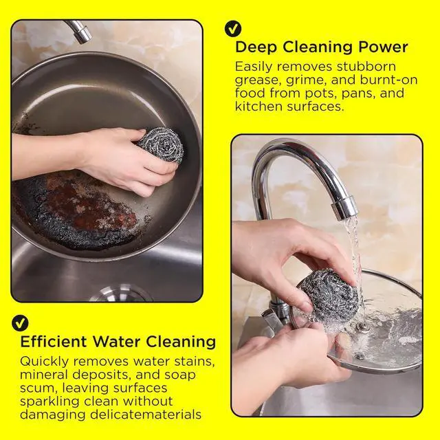 Alt view image 4 of 5 - Stainless Steel Scourer Heavy Duty Scrubber Pads Steel Wool