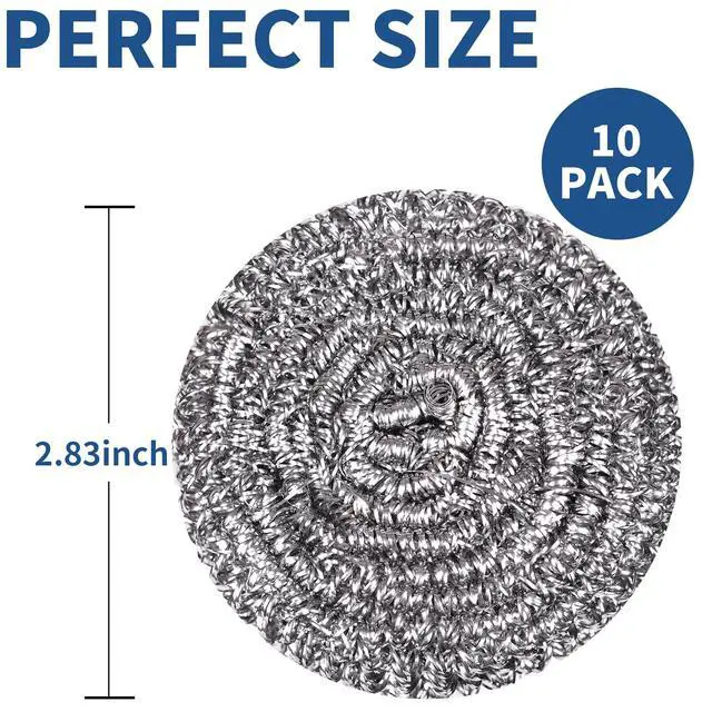 Alt view image 2 of 7 - Stainless Steel Scrubber Scrubbing Scouring Pad Sponges Clean Pot Pan and Steel Wool for Kitchen Bathroom (10Pcs Metal Scrubber)