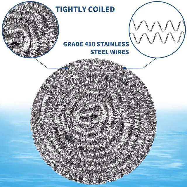 Alt view image 3 of 7 - Stainless Steel Scrubber Scrubbing Scouring Pad Sponges Clean Pot Pan and Steel Wool for Kitchen Bathroom (10Pcs Metal Scrubber)