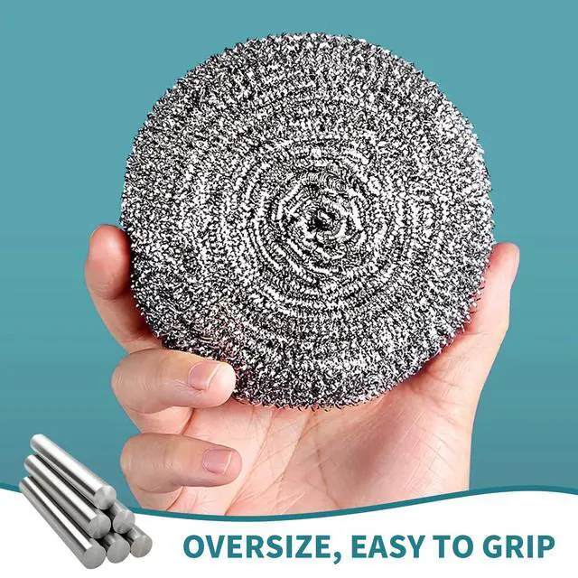 Alt view image 5 of 7 - Stainless Steel Scourer Heavy Duty Scrubber Pads Steel Wool Pack of 6,40g