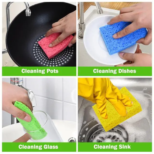 Alt view image 6 of 7 - 24 Pack Kitchen Sponges Natural Cellulose Compressed Sponges for Cleaning Reusable Dish Sponge Kitchen Non-Scratch DIY