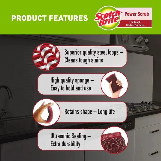 Alt view image 2 of 5 - Power Scrub with Steel Mesh for Utensil Cleaning | Removes Tough Stains | Utensil Scrubber | Pack of 5