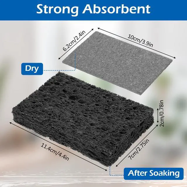 Alt view image 3 of 7 - 12 Pack Compressed Cellulose Sponges, Non-Scratch Scrub Sponges Wood Pulp Double-Side Sponge Multi-Purpose Cleaning Sponge for Kitchen Dishes Non-Stick Cookware