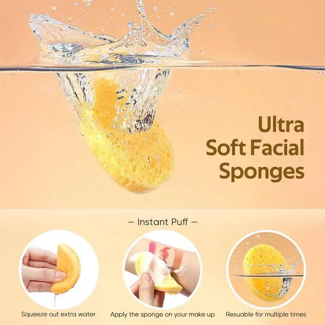 Alt view image 2 of 7 - 50-Count Compressed, GAINWELL Cellulose, 100% Natural Cosmetic Spa Sponge for Facial Cleansing, Exfoliating Mask, Makeup Removal