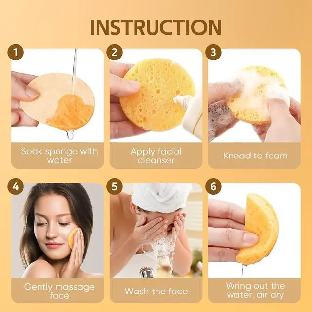 Alt view image 3 of 7 - 50-Count Compressed, GAINWELL Cellulose, 100% Natural Cosmetic Spa Sponge for Facial Cleansing, Exfoliating Mask, Makeup Removal