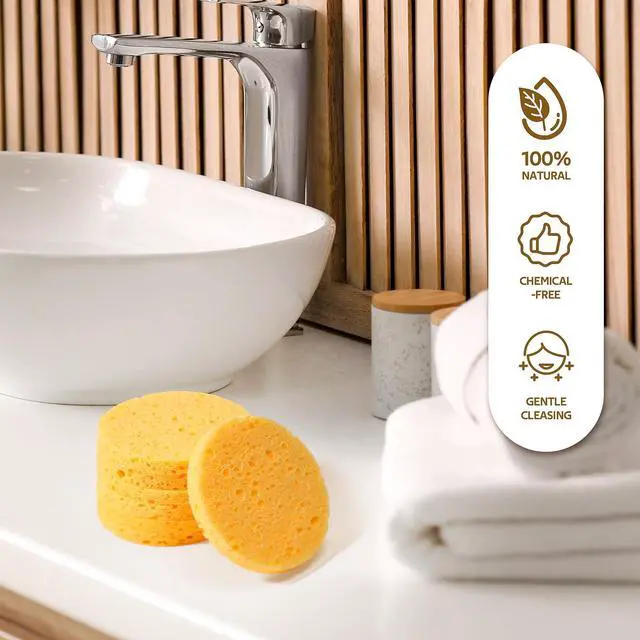 Alt view image 7 of 7 - 50-Count Compressed, GAINWELL Cellulose, 100% Natural Cosmetic Spa Sponge for Facial Cleansing, Exfoliating Mask, Makeup Removal
