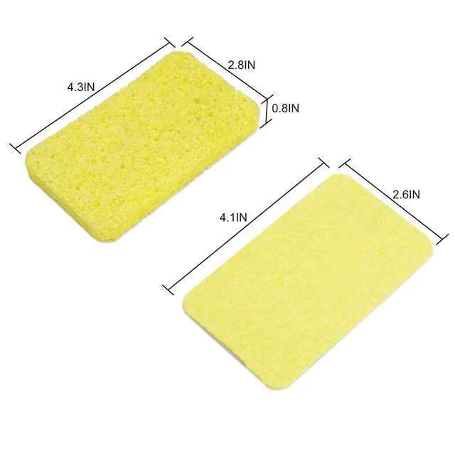 Alt view image 7 of 7 - 12 Pack Cellulose Compressed Sponges, Natural Wood Pulp Thicker Dishwashing Sponge, Pop Up Soft Absorbent Sponges for Kitchen, Individually Wrapped for Easy Storage, Yellow, 4.3" x 2.8" x 0.8"