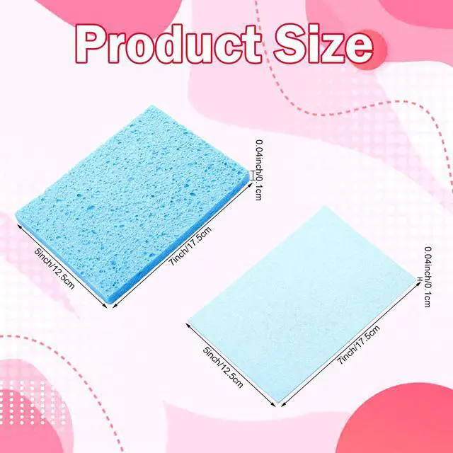 Alt view image 2 of 6 - 12 Pcs Cellulose Compressed Sponges for Craft 5" x 7" DIY Art Stamps Projects Supplies Assorted Colors Natural Dish Sponges for Classroom Crafts Home Cleaning