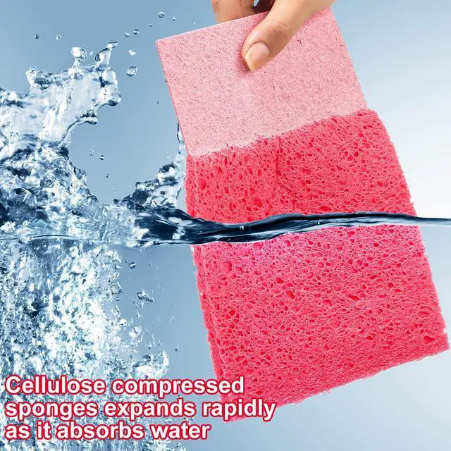 Alt view image 3 of 6 - 12 Pcs Cellulose Compressed Sponges for Craft 5" x 7" DIY Art Stamps Projects Supplies Assorted Colors Natural Dish Sponges for Classroom Crafts Home Cleaning
